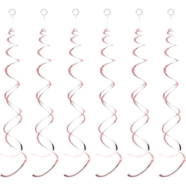 30 Pieces Gold Hanging Swirl Decorations Plastic Streamer Party Swirl Spiral Decorations for Ceiling, Wedding Baby Shower Birthday Party Supply