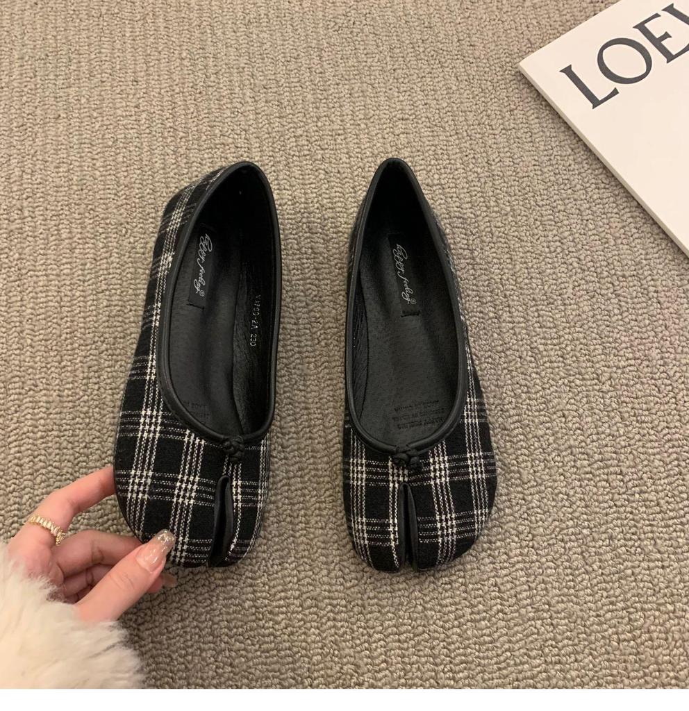 Bean Shoes Women's 2021 Summer Split-Toe Flats with Horsebit Design