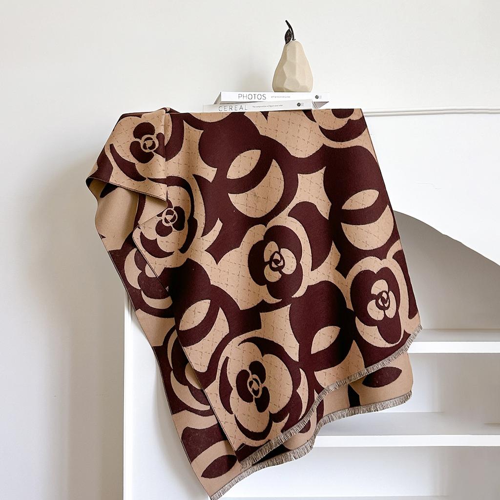 Schal Herbst Und Winter Schal Japanisch Und Koreanisch Imitation Kaschmir Weich Imitation Kaschmir Kamelie Kälteabweisend Atmosphäre Warmer Schal