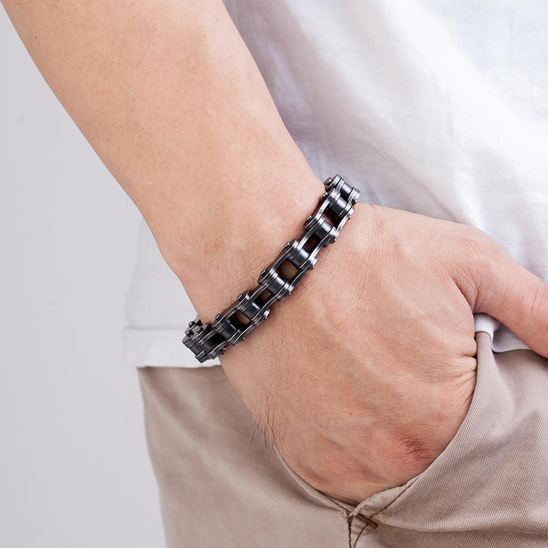 Locomotive Men Punk Rock Bicycle Chain Bracelet Stainless Steel Mountain Bike Chain Accessory Male Gifts