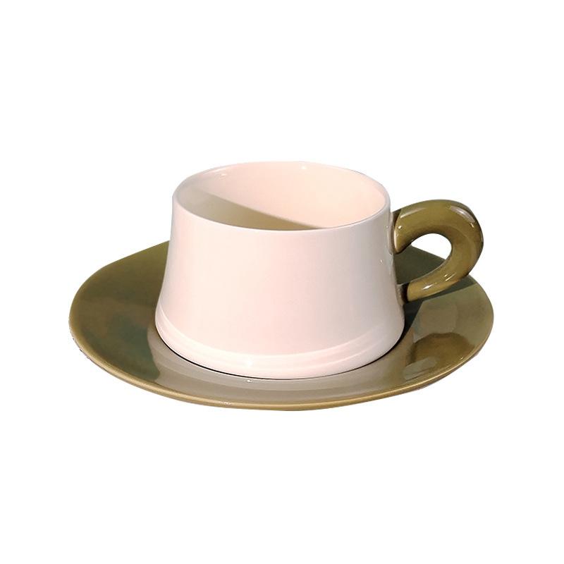 High-value Ceramic Coffee Cup Saucer Set Light Luxury Retro Coffee Cup with Spoon Design Niche Creative Latte Cup
