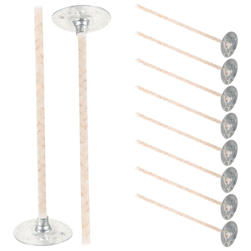 10Pcs Cotton Wicks for DIY Making Smooth Burning Wick with Metal Base Perfect for Scented Candles Soy Wax