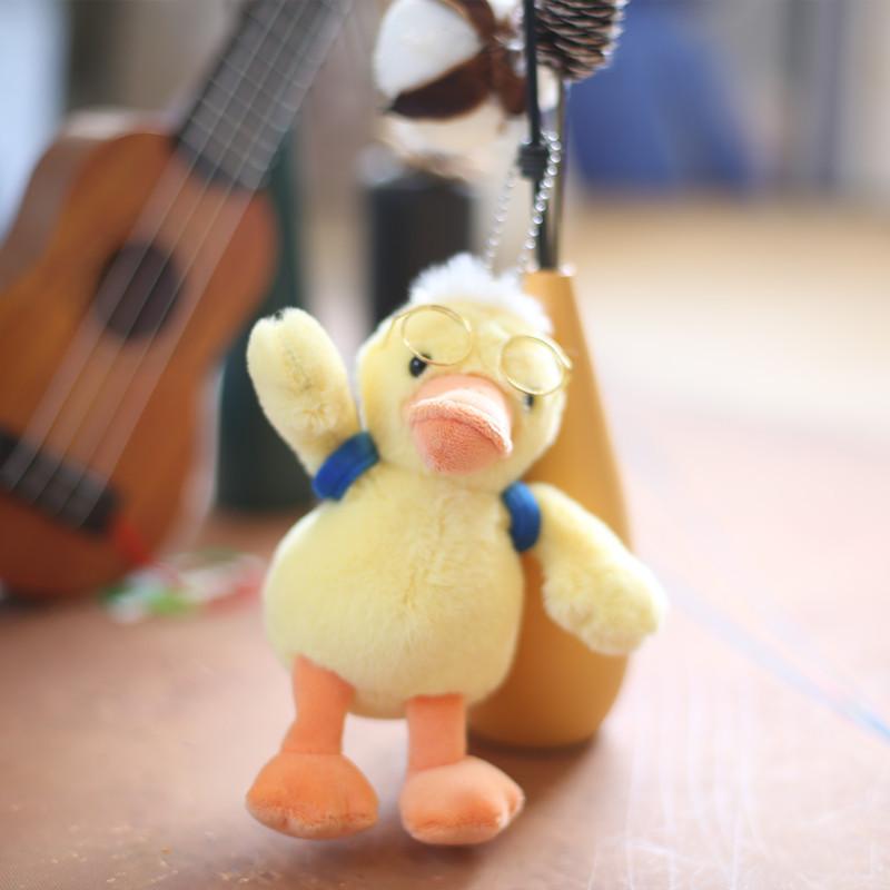 Adorable Cute Duck Plush Keychain Soft Stuffed Animal Toy With Glasses For Bags