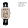 Women Vintage Petite Bracelet Dainty Watch Small Square Analog Quartz Watch Luxury Ladies Adjustable Leather Strap Rhinestones Wristwatch for Women