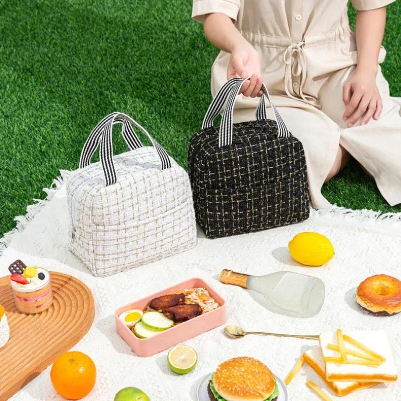 Luxury Large Capacity Portable Lunch Bags Insulated Lunch Box Storage Bag Children School Tote Box Bag Outdoor Picnic Storage