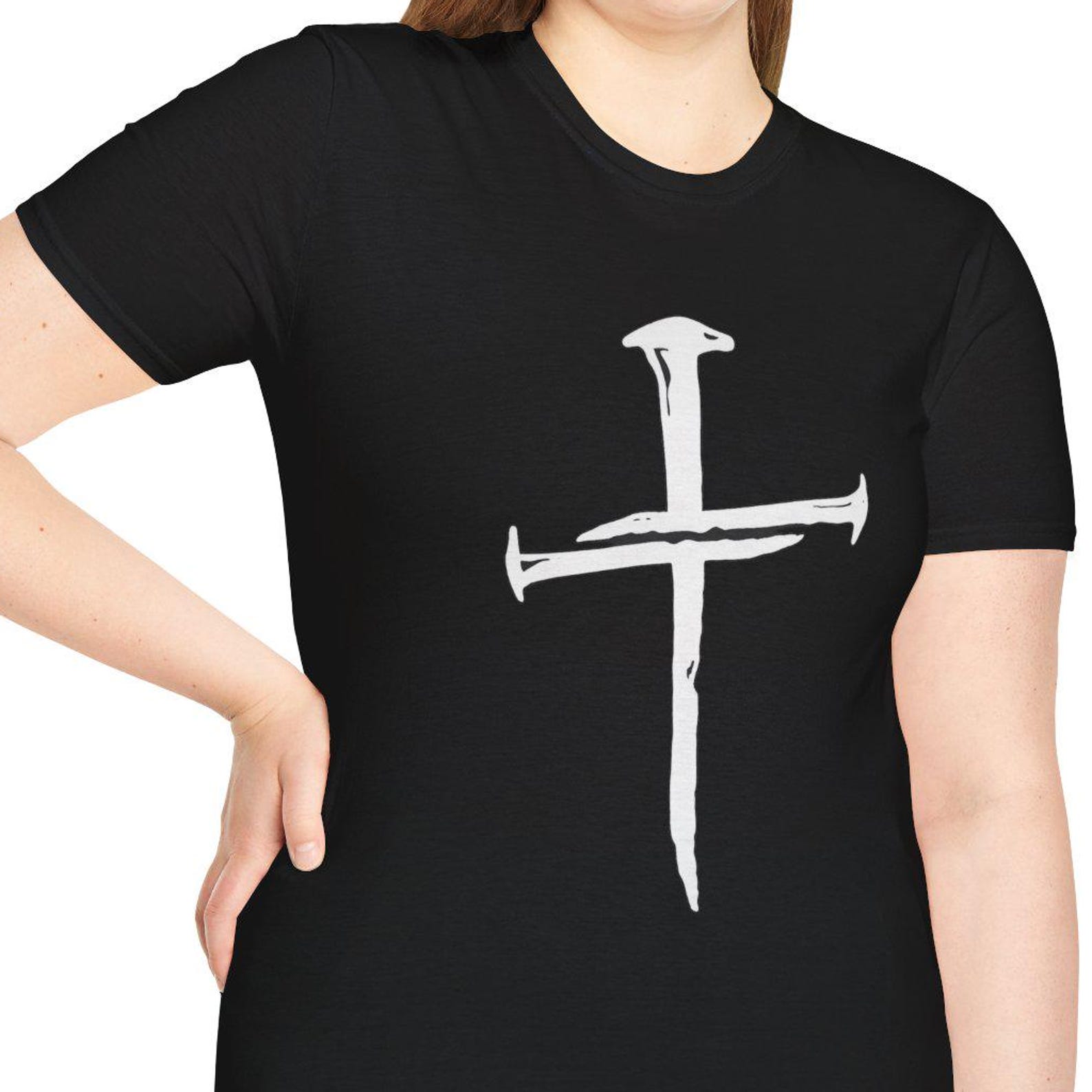 Nail Cross T-Shirt | Minimal Gothic Cross Shirt S