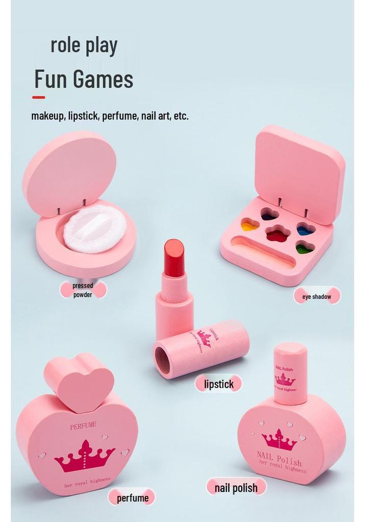 Children's Wooden Makeup & Jewelry Role-Playing Set for Girls