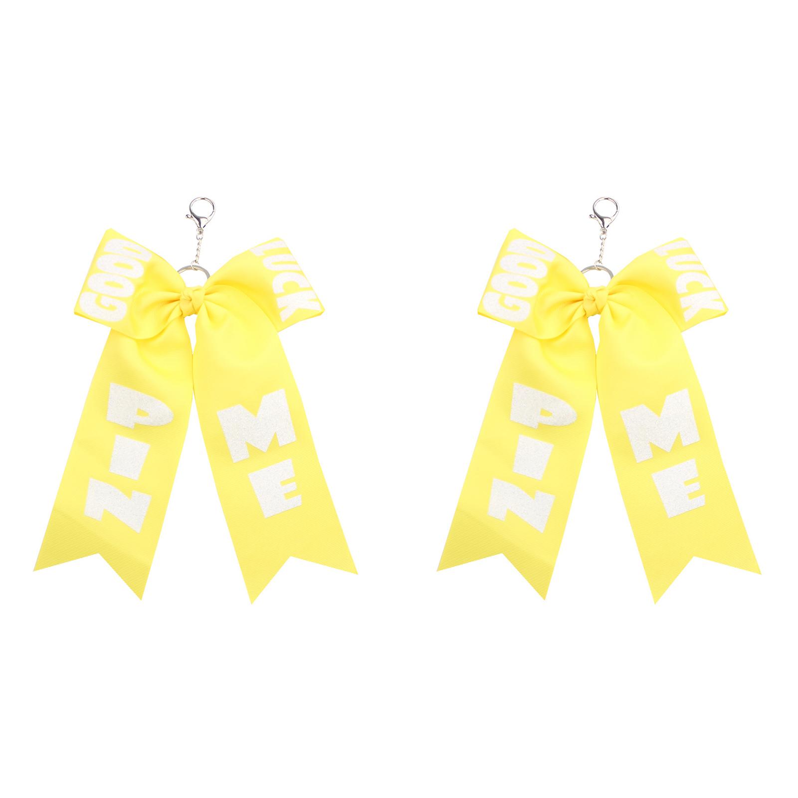 

2PCS Oversized Cheerleader Key Chains Stylish Bowknot Shape With Tassels Bag Hanging Ornament Perfect For Gifts And Decors жёлтый