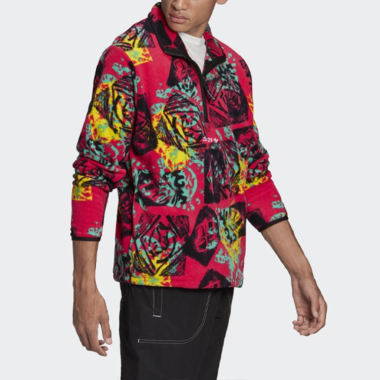 Adidas Originals Adv Hz Aop Print Half-Zip Fleece Stand Collar Sport Jacket Men Outerwear Multicolor GP5926