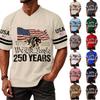 Men's Casual Fashion V-Neck Independence Day Print Short Sleeve Sports T-Shirt Top