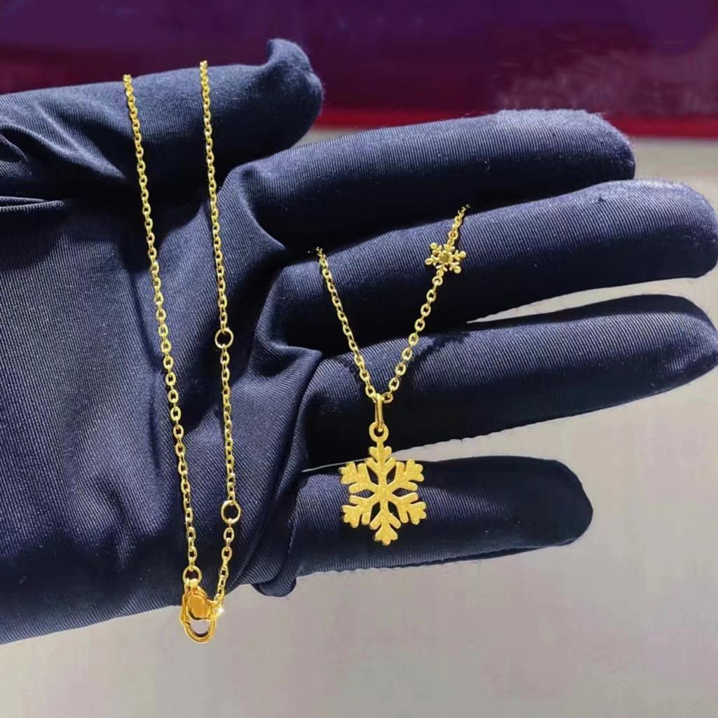 Snowflake Pendant Necklace for Women's Copper Gold-plated Niche High-end Collarbone Chain