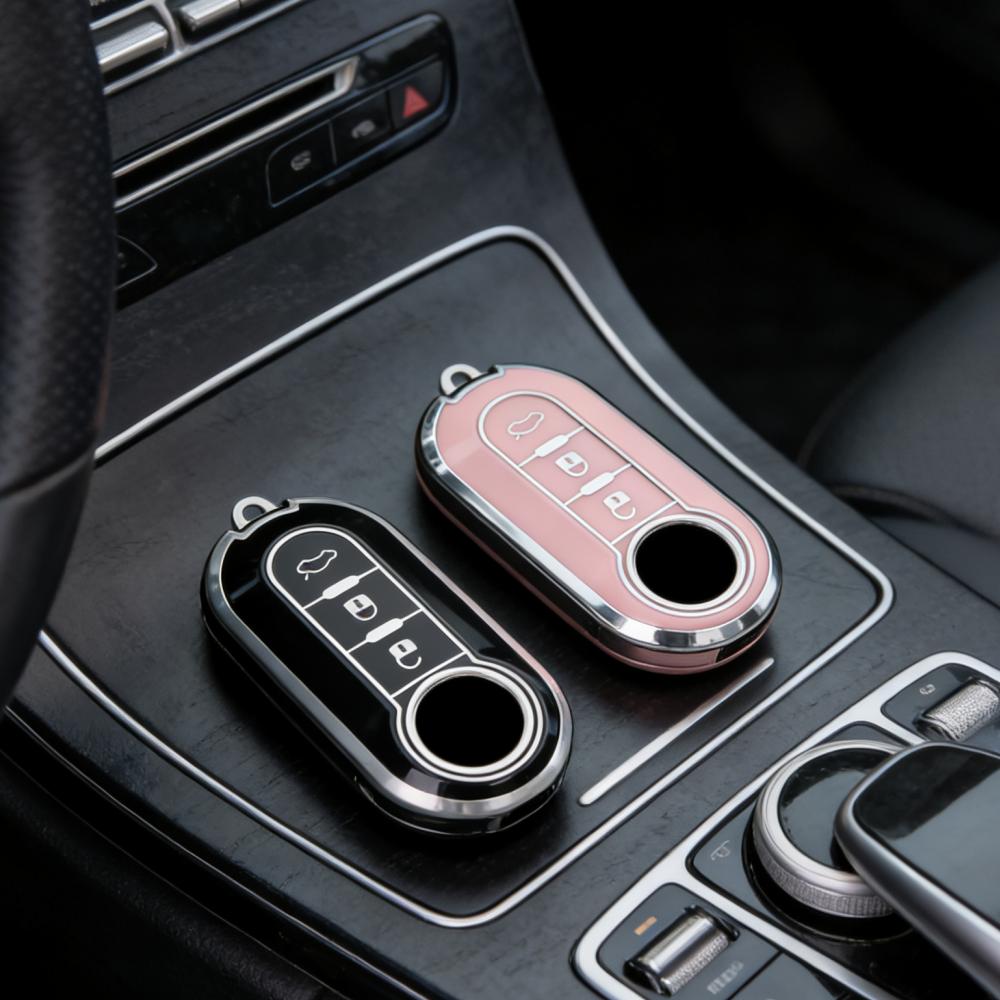 2pcs Car Key Case Covers For Fiat 500 Ducato Panda 500L Punto Lancia Musa For Citroen