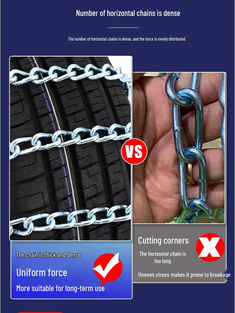 Universal Car Tire Anti-Skid Chains for Sedans, SUVs, Trucks, Off-Road Vehicles, Vans, and Small Cars