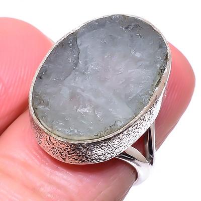Natural Aquamarine Rough Gemstone 925 Solid Sterling Silver Gift Ring S.6 R1Z42