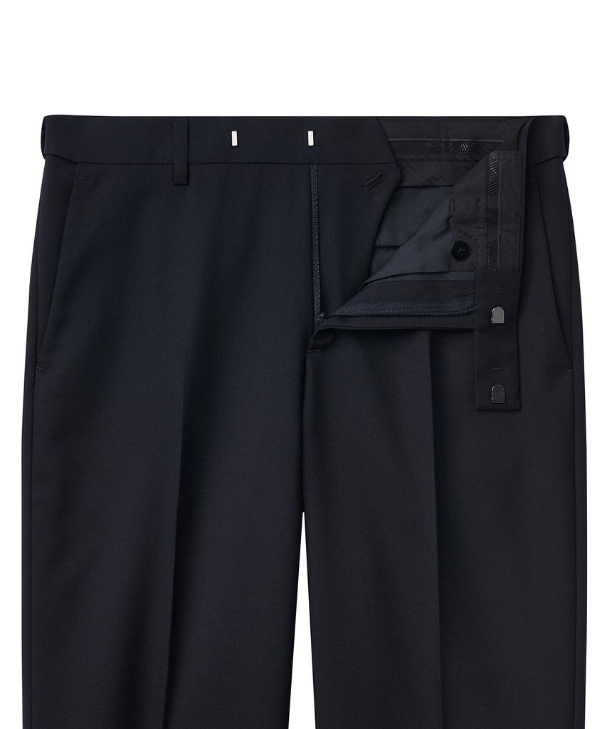 Musinsa Standard Wool Blend Relaxed Tapered Hidden Banding Crop Slacks [Navy]