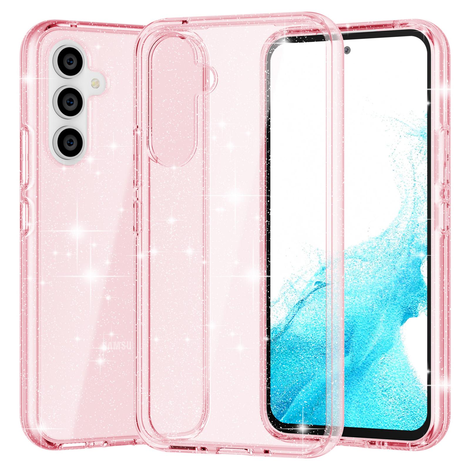 

For Samsung Galaxy A54 5G Glittery Powder Bling Phone Case Hard PC Soft TPU Drop Protection Anti-Fall Cover Pink