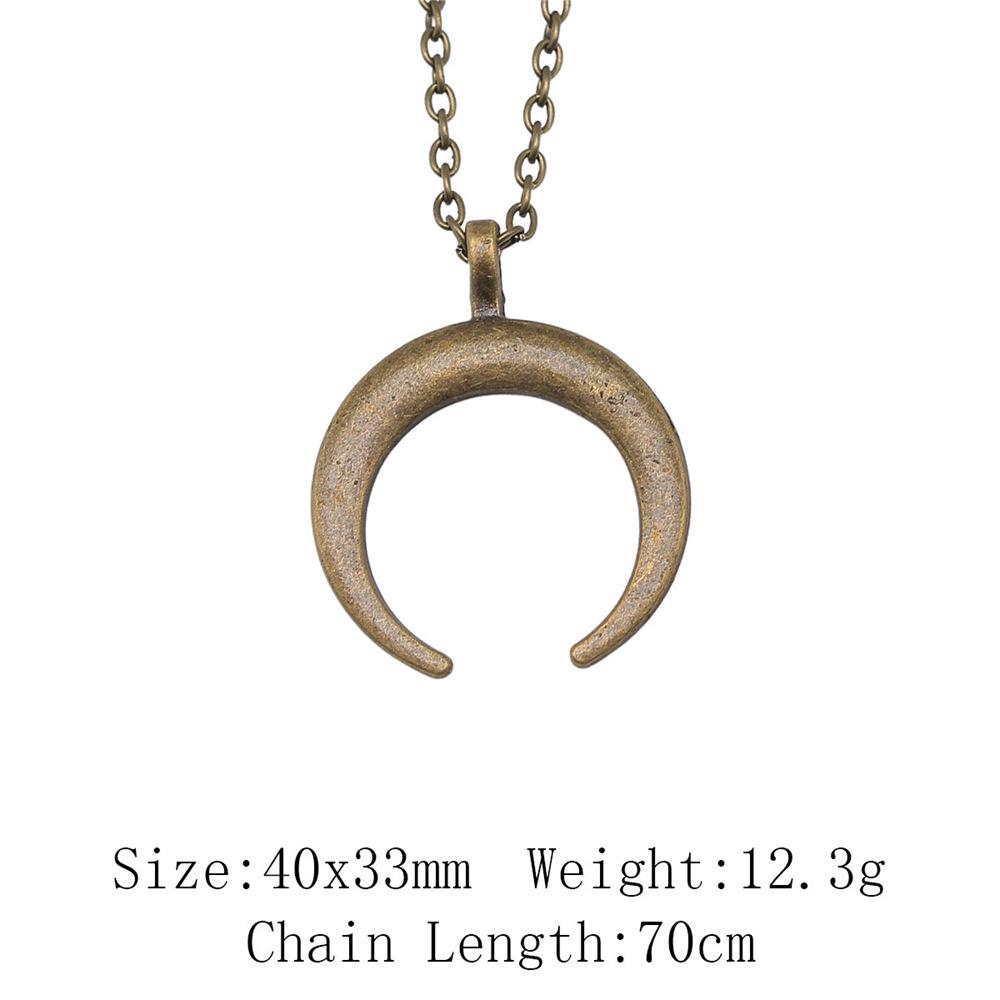 Punk Witch Horn Crescent Pendant Necklace For Women Men Half Moon Necklace Crescent Lune Necklace