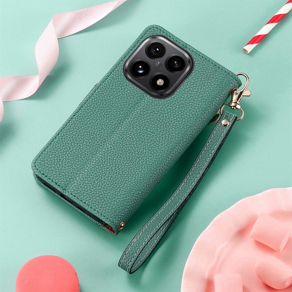 For Xiaomi 15T Case RFID Blocking Zipper Pocket Leather Wallet Phone Cover with Strap