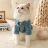 Cat Casual Style Denim Shirt Autumn and Winter Dog Trendy Cool Can Be Towed Pet Teddy Than Bear Can Be Towed Clothes