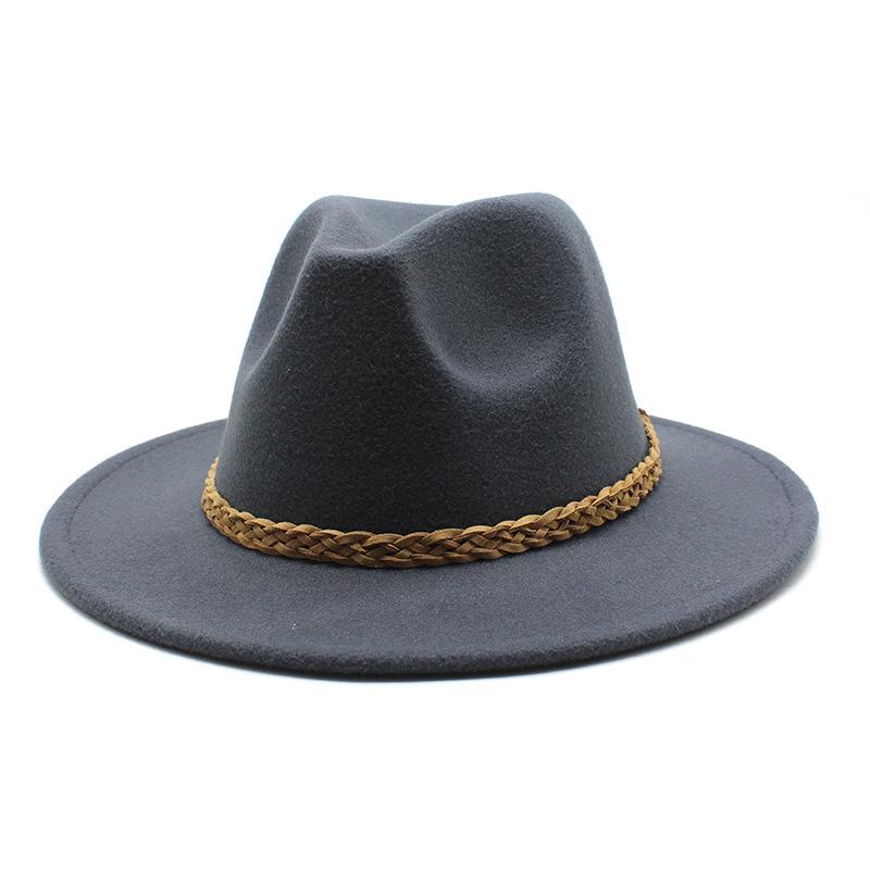 Woolen Jazz Hat Retro Classic Flat Hat Big Eaves Hat Top Hat Felt Hat