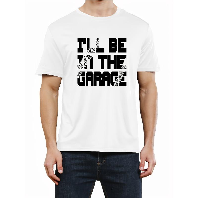 European sizes Mens Garage Print Tee Shirt - Comfortable & Lightweight Short Sleeve Graphic Tee for Summer Casual Wear