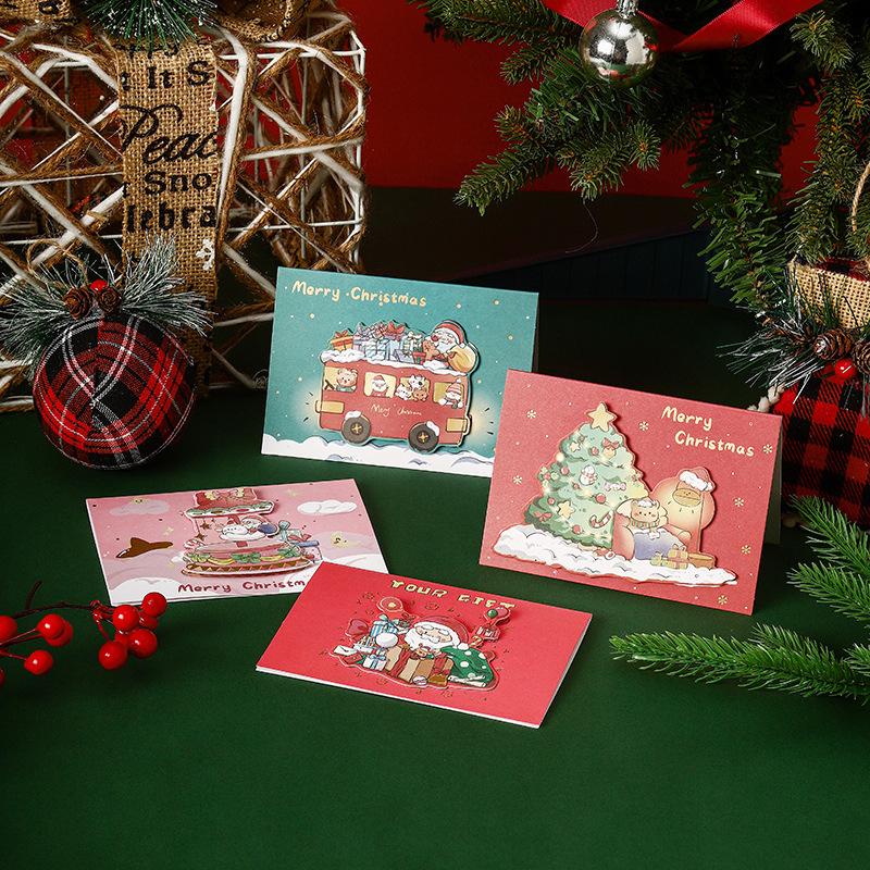 3D Christmas Greeting Cards Creative Mini Message Cards Holiday Gift Tags for Florist Bakery Classroom Exchange Party Supplies