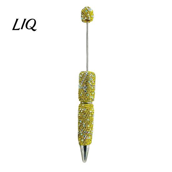 Refillable Bling Writing Pen Diamond Beadable Pens, Rhinestone Beaded DIY Bead Pen, Crystal Shaft Exquisite Stationery Black Ink Ballpoint Pens