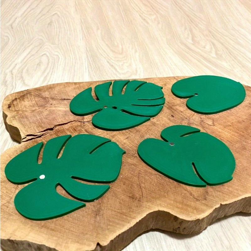 Monstera Coaster Plant Turtle Bamboo Coaster Plant with Magnet 3D Printing Cross-border Explosion