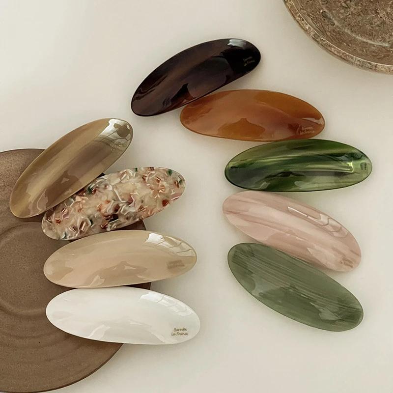 Essigsäure-Haarspange, Federspange für Mädchen, große Haarnadel, Kopfbedeckung, glänzende elliptische Bogen-Haarnadel, Haar-Accessoires