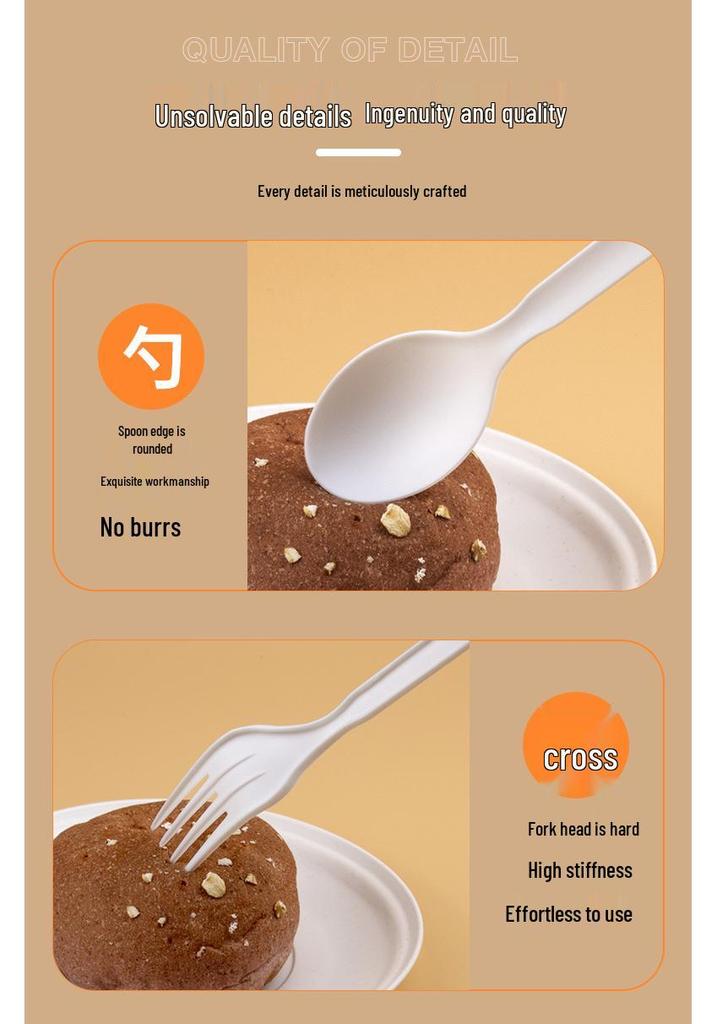 Disposable Biodegradable PLA Cutlery Set: Knife, Fork, Spoon with Long Handle and Thick Design