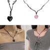 Heart Natural Stone Necklace Woven Rope Chain Choker for Women Girl Unisex Necklace Gemstone-Jewelry Ornament Gift