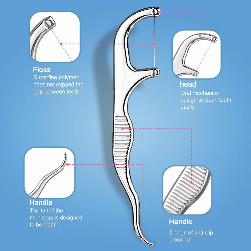 Stainless Steel Toothpick Set Tooth Flossing Reusable Portable Toothpick Floss Teeth Cleaner Sets Oral Cleaning Tool