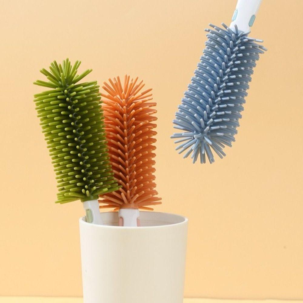 2PCS/SET 360 Degree Rotation Baby Bottle Cleaner Set Multi-functional Portable Nipple Brush Silicone Soft Baby Bottle Brush