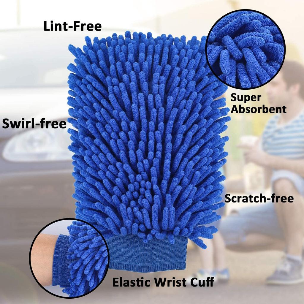 2PC Microfiber Chenille Car Wash Gloves (used for Car Wash and Car Maintenance)