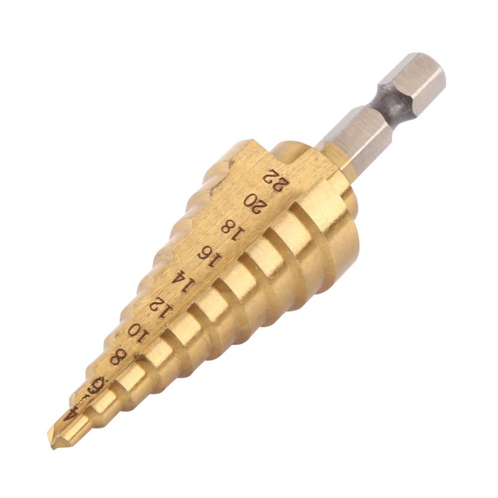 Hex Shank Hole Cutter Titanium Coated Step Drill Bit Set Durable Cone Bits  Wood