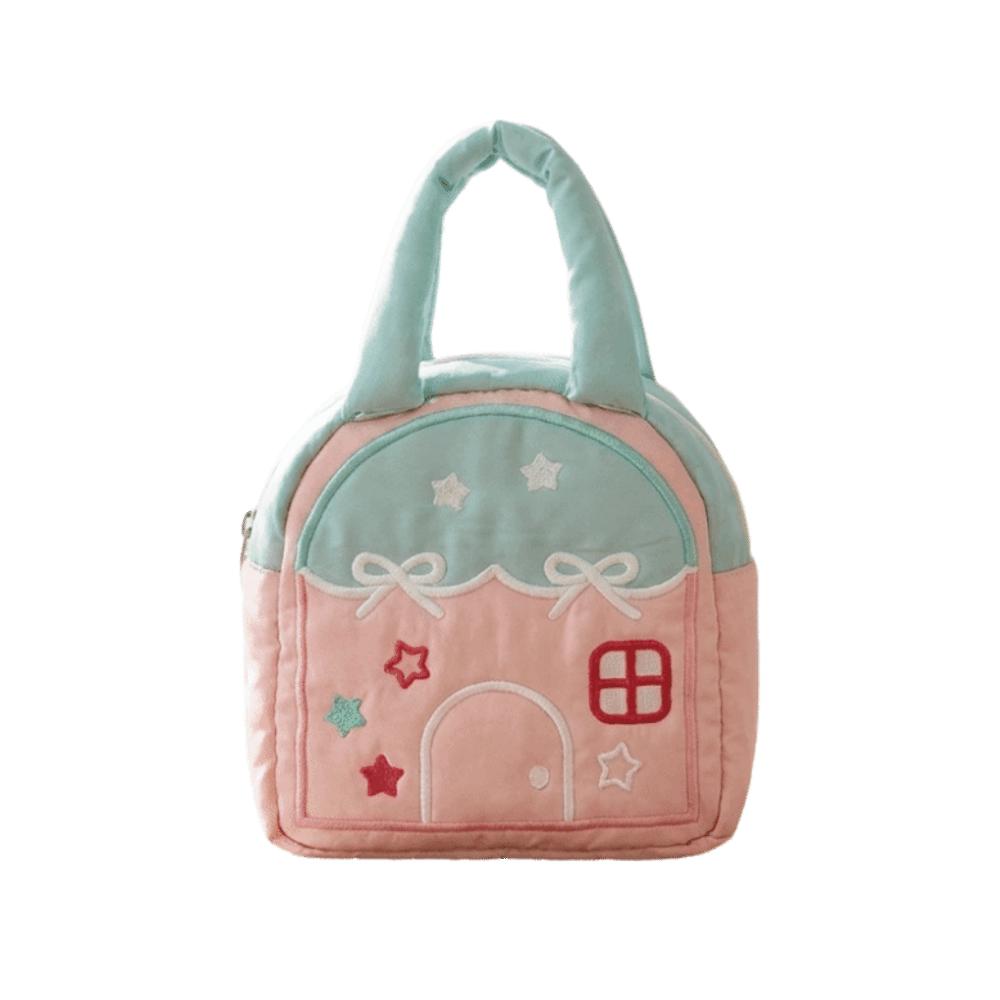 Portable Small House Shaped Handbag Large Capacity Makeup Organizer Bag  Daily Use