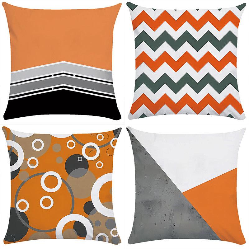 Nordic Orange Irregular Geometric Wave Cushion Gift B&B Bay Window Sofa Chair Backrest Pillow Cover