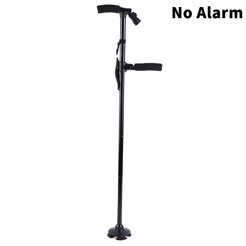 Folding Elderly Walking Stick With Buffered T Handle Pivoting Quad Base Anti-Slip Walking Stick Cane With Led Light And Alarm