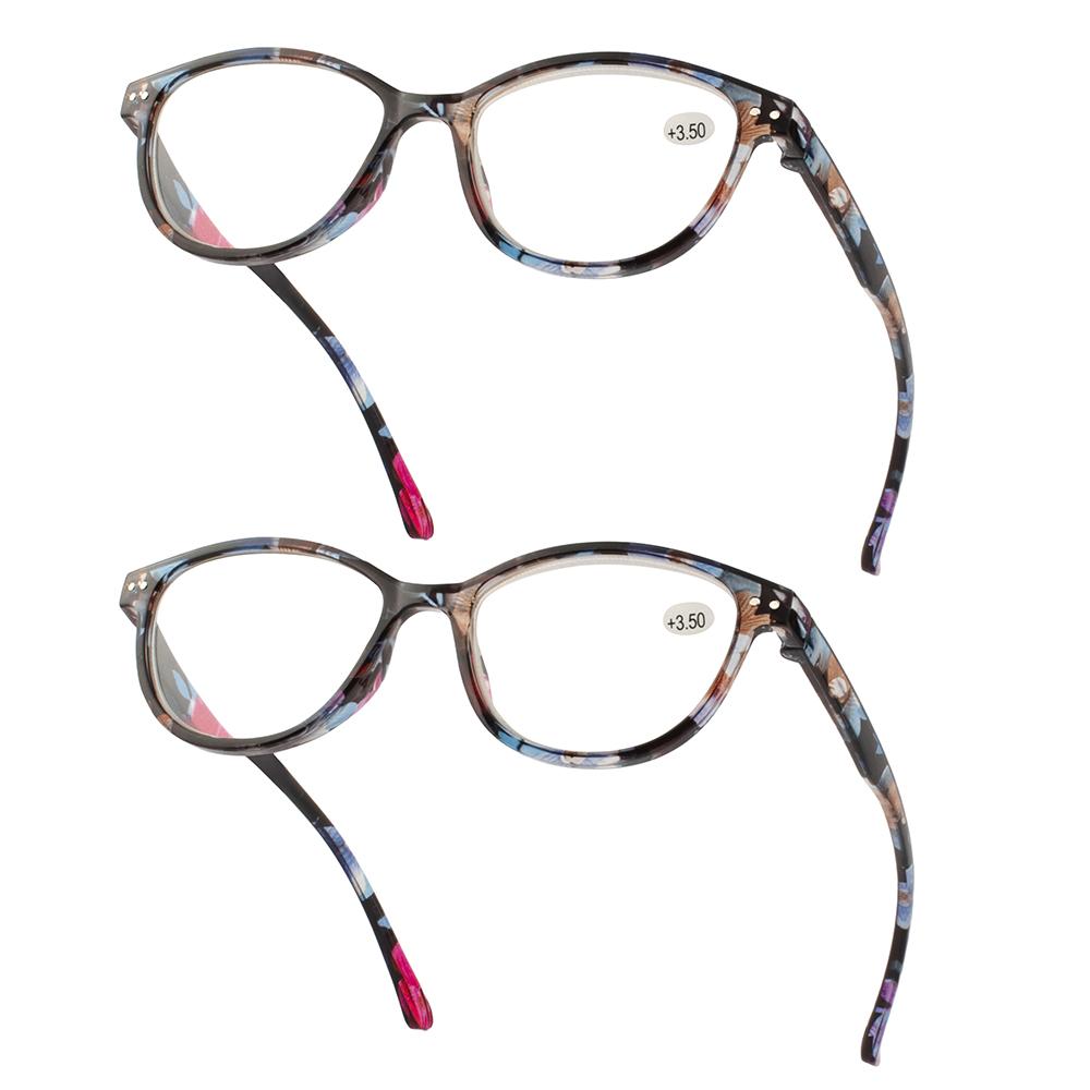 2PCS Reading Glasses Women Printed Reading Glasses Anti Blue Light Eyeglasses Unisex Black Glasses Men