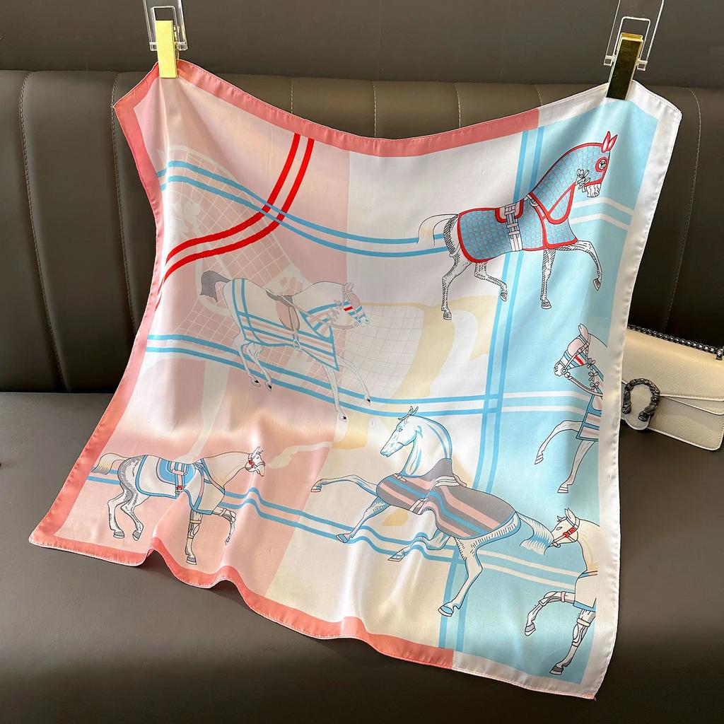 New Fashion Luxury Silk Scarf Bandana Women Hair Bands Square Scarves Neck Tie Bag Scarfs Satin Lady Wrap Headband