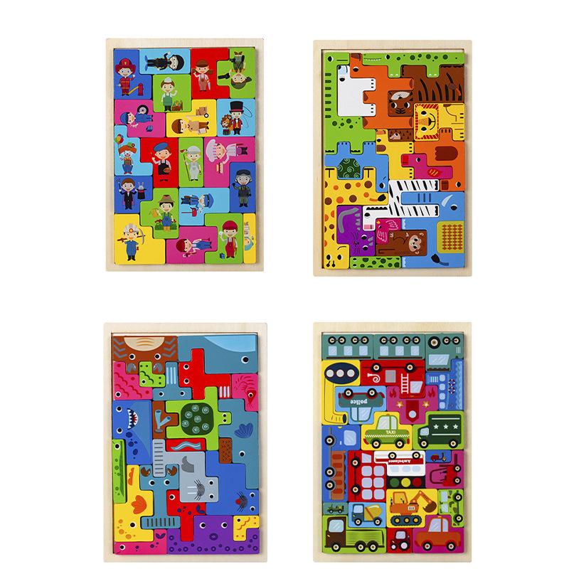 Wooden Tetris Puzzle: Early Education & Logical Thinking Toy for Kids