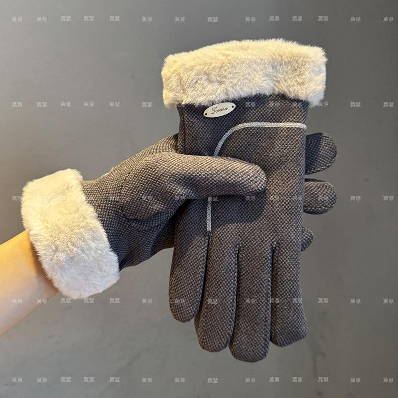 Gloves Women 2025 Velvet Outdoor Electric Vehicle Rough Edge Cold, Frost and Warm