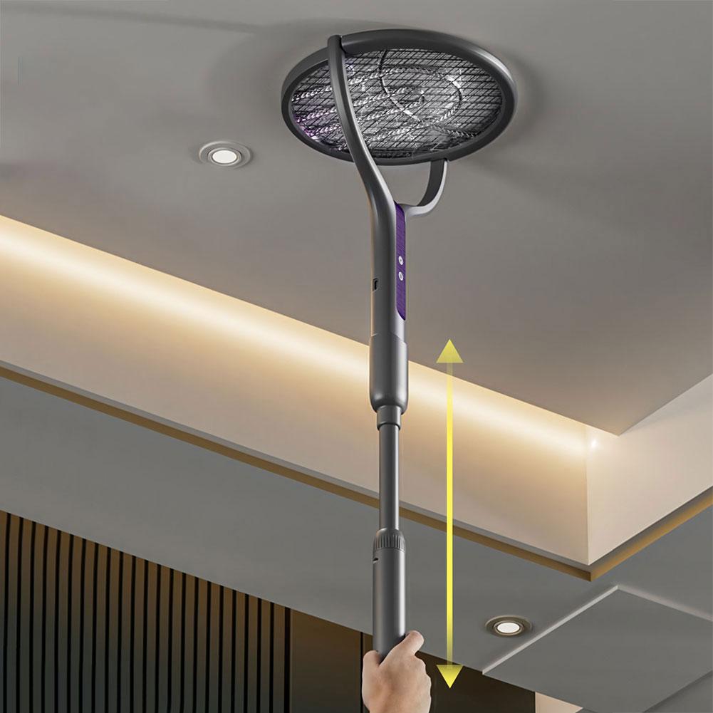 2800V Rotating Head Electric Fly Swatter Rechargeable Angle Adjustable Mosquito Zapper Racket Bug Trap Lamp for Indoor Outdoor