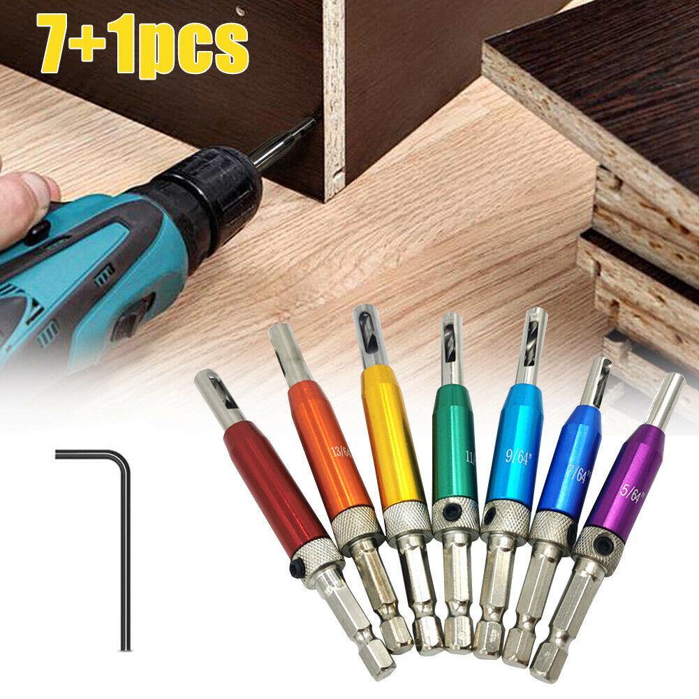 7pcs Drill Bit Doors Self Centering Hinge Tapper Core Drill Bit Set Hole Puncher Woodworking