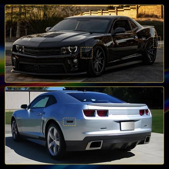 Smoked Front+Rear Side Marker Light Housing Cover For Chevrolet Camaro 10-15 EXV