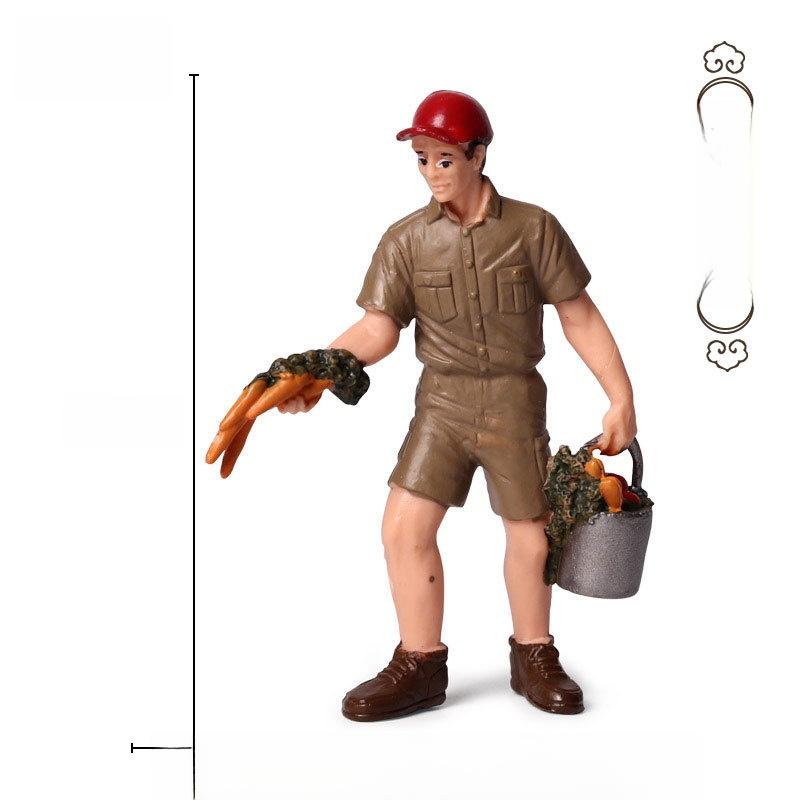 Farm Pasture Simulation Plastic Doll Model Ornament Farmer Worker Animal Woman