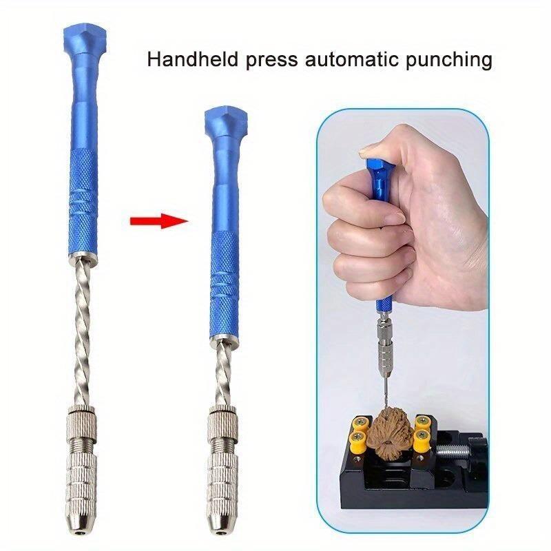 Blue Extended Semi-automatic 0.5-3mm Hand Twist Drill Amber Plastic Circuit Board Drilling Tool Twist Drill Set
