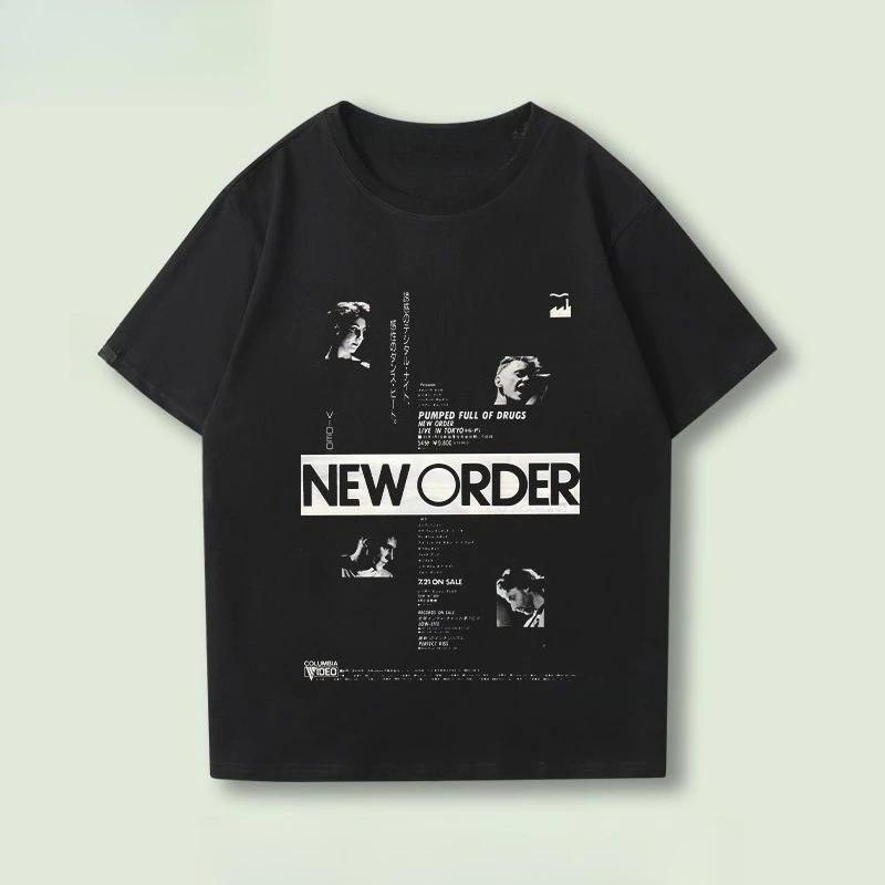 Men's and Women's Summer American High Street Vintage Half-sleeved New Order Rock Band Short-sleeved T-shirt