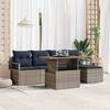 Garden Dining Set with Cushions 6 Pcs Grey and Navy Blue