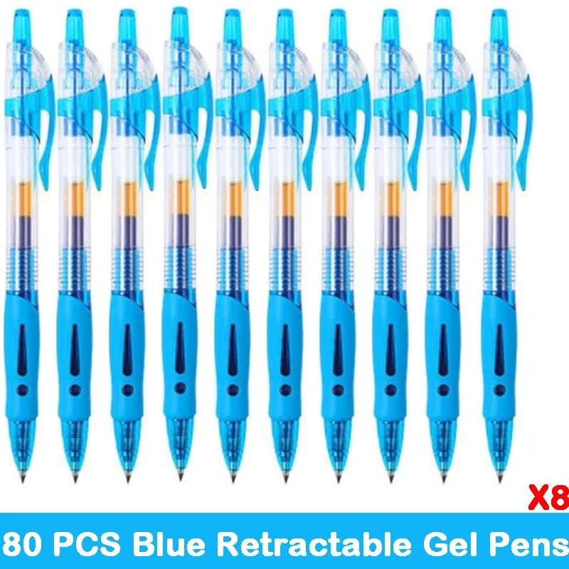 10/100 PCS Roise Retractable Gel Pens Set Black/Red/Blue Ink Ballpoint for Writing Refills Office School Supplies Stationery